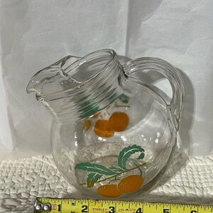 Anchor Hocking Clear Glass Pitcher with Orange Design